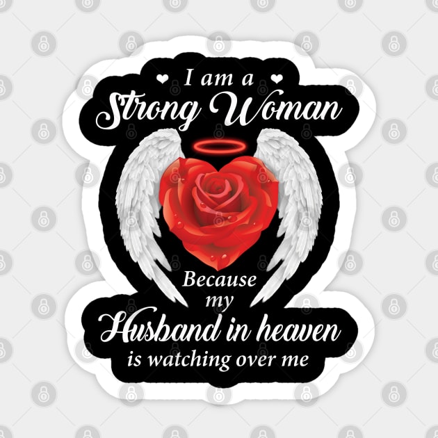 I Am Strong Woman Because My Husband In Heaven Is Watching Over Me Sticker by DMMGear